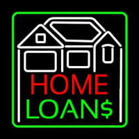 Home Loans With Home Logo And Green Border Neontábla