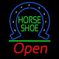 Horseshoe Open With Green Line Neontábla