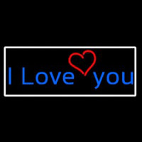 I Love You And Heart With White Border Neontábla