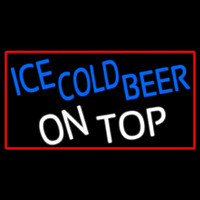 Ice Cold Beer On Top With Red Border Neontábla