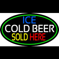 Ice Cold Beer Sold Here With Green Border Neontábla