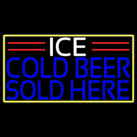 Ice Cold Beer Sold Here With Yellow Border Real Neon Glass Tube Neontábla