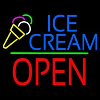 Ice Cream Logo Block Open Green Line Neontábla