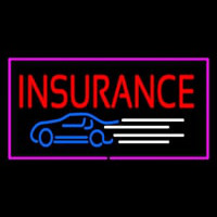 Insurance Car Logo Pink Border Neontábla