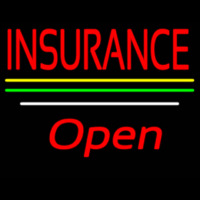 Insurance Open Yellow Green White Line Neontábla