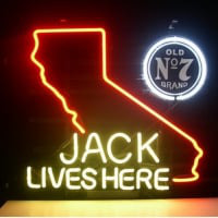 Jack Daniels Lives Here California Old #7 Whiskey Sör Kocsma Nyitva Neontábla