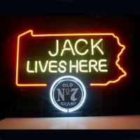 Jack Daniels Lives Here Pennsylvania Old #7 Whiskey Sör Kocsma Nyitva Neontábla