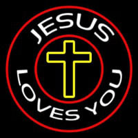 Jesus Loves You With Red Border Neontábla
