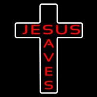 Jesus Saves White Cross Neontábla