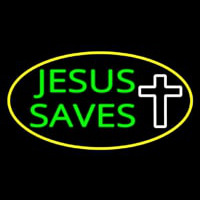 Jesus Saves White Cross With Border Neontábla