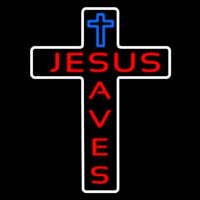 Jesus Saves With Cross Neontábla
