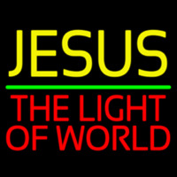 Jesus The Light Of World Green Line Neontábla