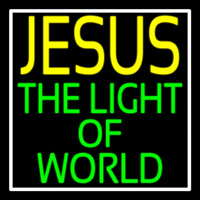 Jesus The Light Of World With Border Neontábla