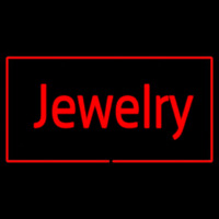 Jewelry Cursive Rectangle Red Neontábla