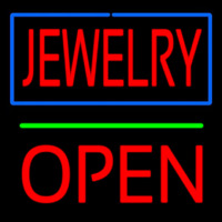 Jewelry Green Line Open Block Neontábla