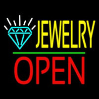 Jewelry Logo Open Green Line Neontábla