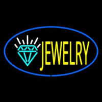 Jewelry Logo Oval Blue Neontábla