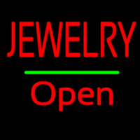 Jewelry Open Green Line Neontábla