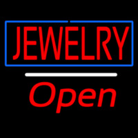 Jewelry Rectangle Blue Open Neontábla