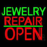 Jewelry Repair Block Open Green Line Neontábla