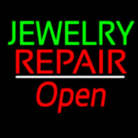 Jewelry Repair Open White Line Neontábla