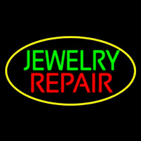Jewelry Repair Oval Yellow Neontábla