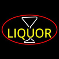 Liquor And Martini Glass Oval With Red Border Neontábla