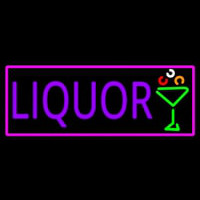 Liquor And Martini Glass With Pink Border Neontábla