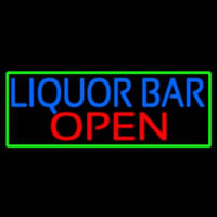 Liquor Bar Open With Green Border Neontábla