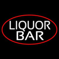 Liquor Bar Oval With Red Border Neontábla