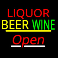 Liquor Beer Wine Open Yellow Line Neontábla