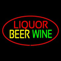 Liquor Beer Wine Oval Red Neontábla