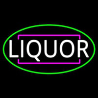 Liquor Oval With Green Border Neontábla