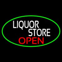 Liquor Store Open Oval With Green Border Neontábla