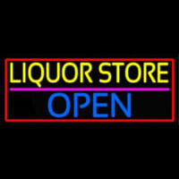 Liquor Store Open With Red Border Neontábla