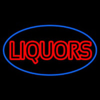 Liquors Oval With Blue Border Neontábla