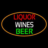 Liquors Wines Beer Oval With Orange Border Neontábla