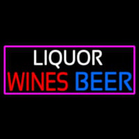 Liquors Wines Beer With Pink Border Neontábla