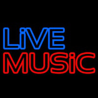 Live Music Block Mic Logo Neontábla
