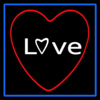 Love Red Heart With Blue Border Neontábla