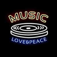 MUSIC LOVE PEACE Neontábla