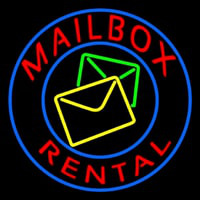 Mail Bo  Rental Blue Circle Neontábla