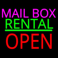 Mailbo  Rental Block Open Green Line Neontábla