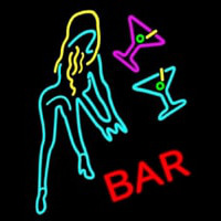 Martini Glasses Girl Bar Neontábla