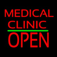 Medical Clinic Block Open Green Line Neontábla