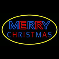 Merry Christmas Yellow Border Neontábla