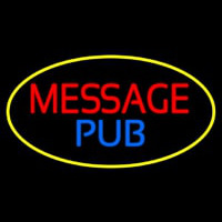 Message Pub Oval With Yellow Border Neontábla