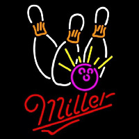 Miller Bowling White Pink Beer Sign Neontábla
