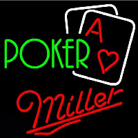Miller Green Poker Beer Sign Neontábla