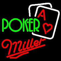 Miller Green Poker Beer Sign Neontábla